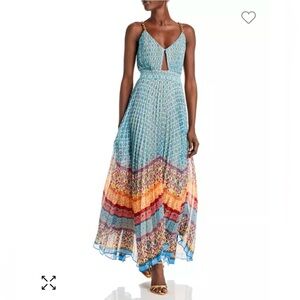 Alice and Olivia chain pleated maxi dress